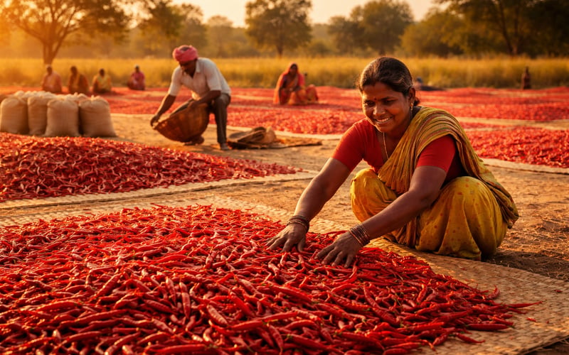 Indian Red Chilli Market Firms as Stocks Tighten and Demand Stays Hot