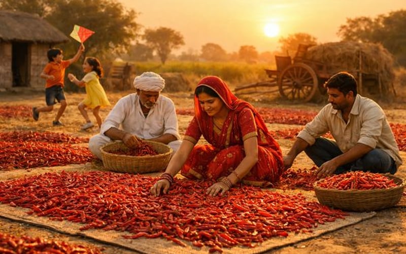 Indian Chilli Prices Ease Slightly but Remain Firm on Tight Crop and Hot Demand
