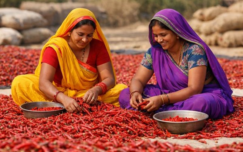 भारतीय लाल मिर्च की नरमी, मांग में कमी के कारण कम फसल के बावजूद