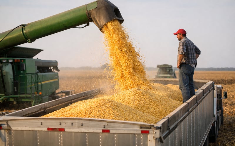 Corn pressured to nine‑month low as oil slumps and funds flip net short