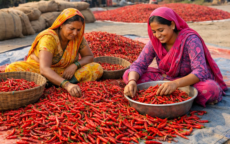 Red Chilli Market Under Pressure as Export Buying Remains Cautious