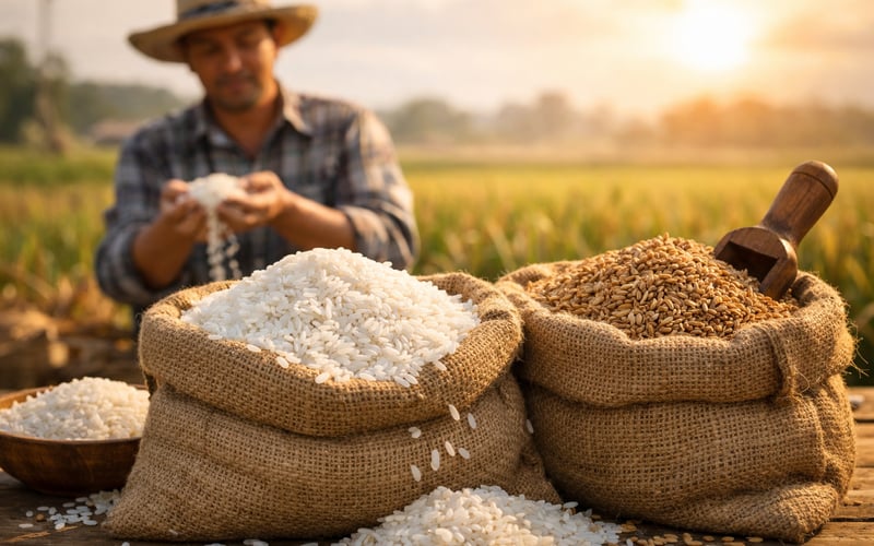 Mercado de Arroz: Forte Produção, Riscos Climáticos e Cotações FOB Estáveis