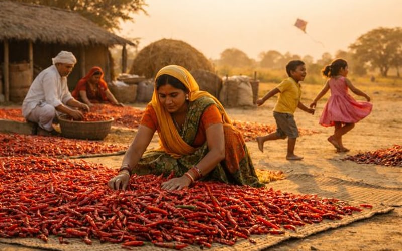 भारतीय लाल मिर्च बाजार नरम रहता है क्योंकि निर्यात धीमा है और भंडार प्रचुर है