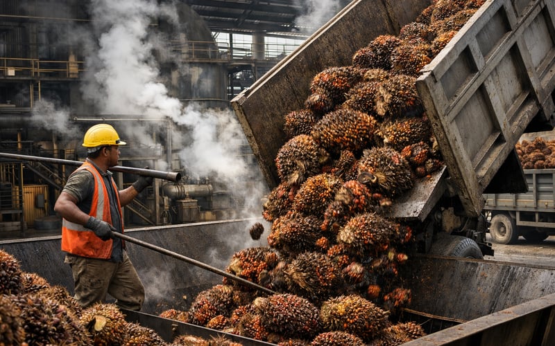 Palm Oil Futures Ease as Profit-Taking Meets Weather and Stock Risks