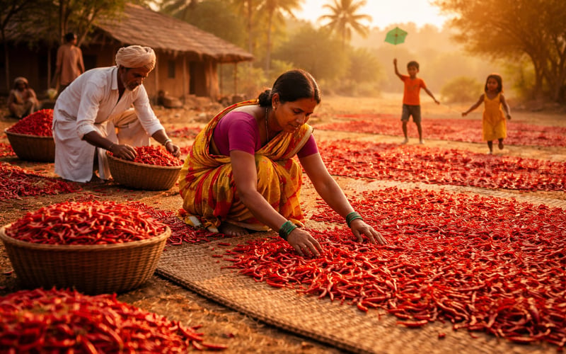 Indian Chilli FOB Prices Edge Higher on Tight Stocks, Firm Guntur Mandi