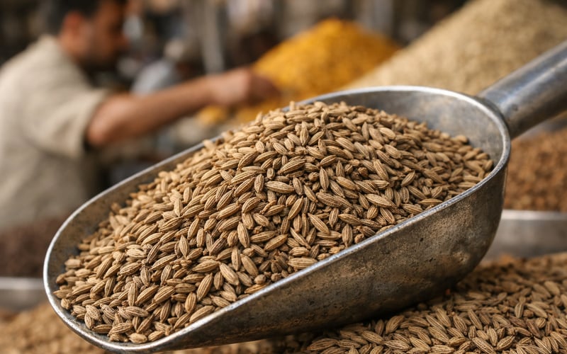 Festive Buying Lifts Cumin, But Heavy Stocks Cap the Upside