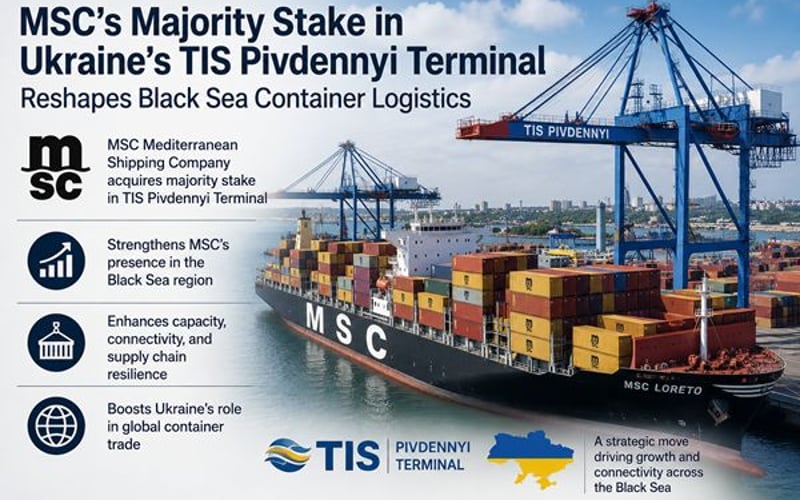 La participation majoritaire de MSC au terminal TIS Pivdennyi en Ukraine redessine la logistique des conteneurs en mer Noire