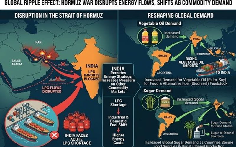 Hormuz War Disrupts LPG Flows to India, Reshaping Global Vegetable Oil and Sugar Demand