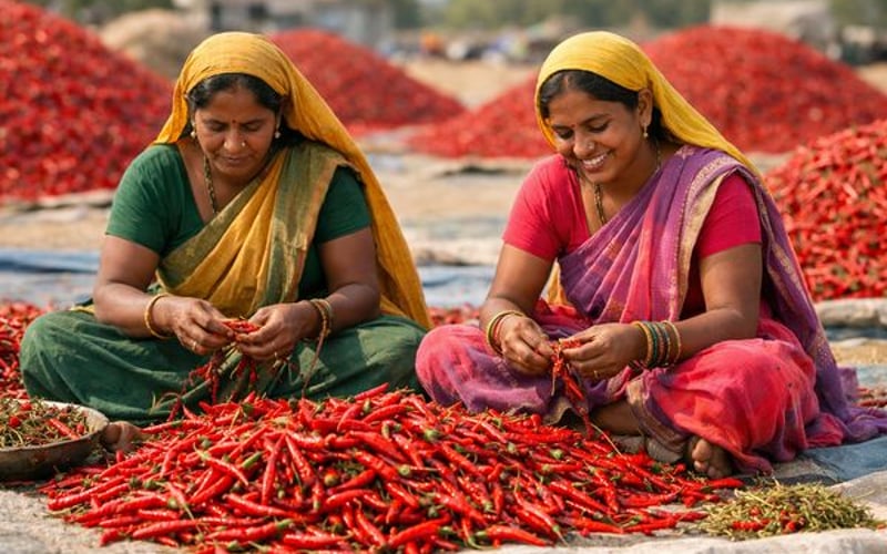 भारतीय मिर्च बाजार मजबूत हुआ क्योंकि मौसम के कारण आपूर्ति टाइट हुई लेकिन गुणवत्ता कम है