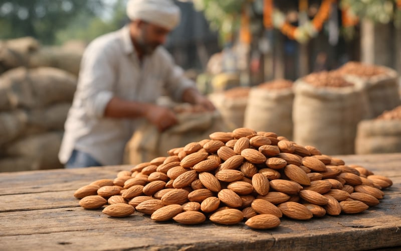 Almond Market Firms as Indian Demand Waits for Festive Trigger