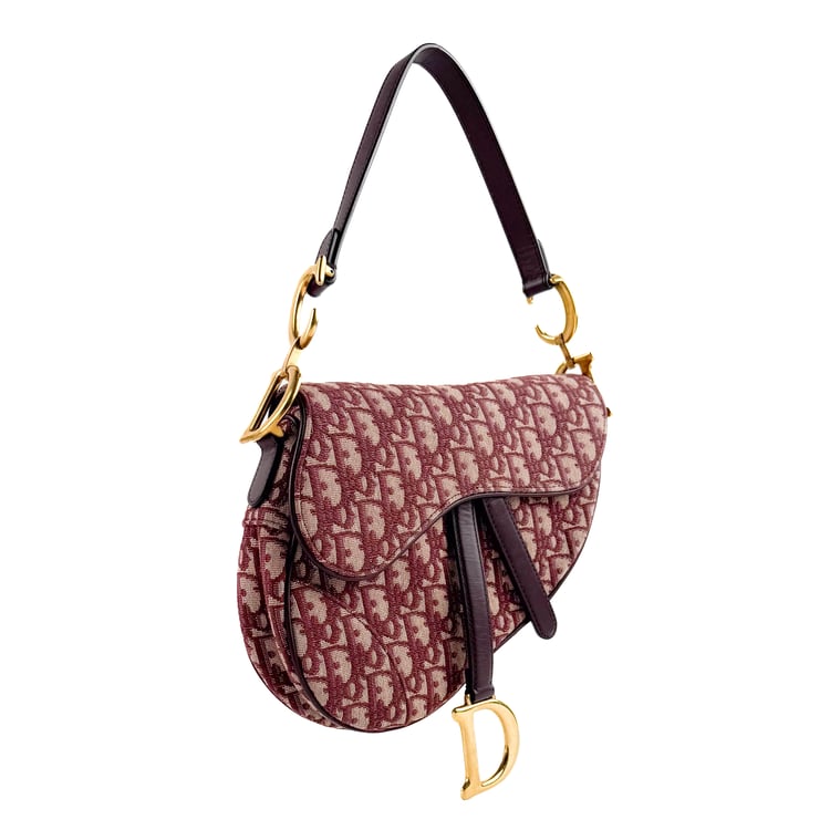 Dior Saddle Bag in Burgundy Oblique Canvas with Gold Hardware - IMG_0879.jpg