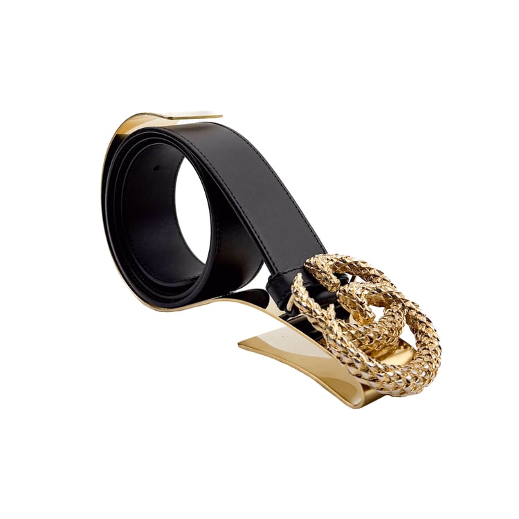 Gucci Interlocking GG Black Leather Belt with Braided Gold Buckle - IMG_9363.jpg