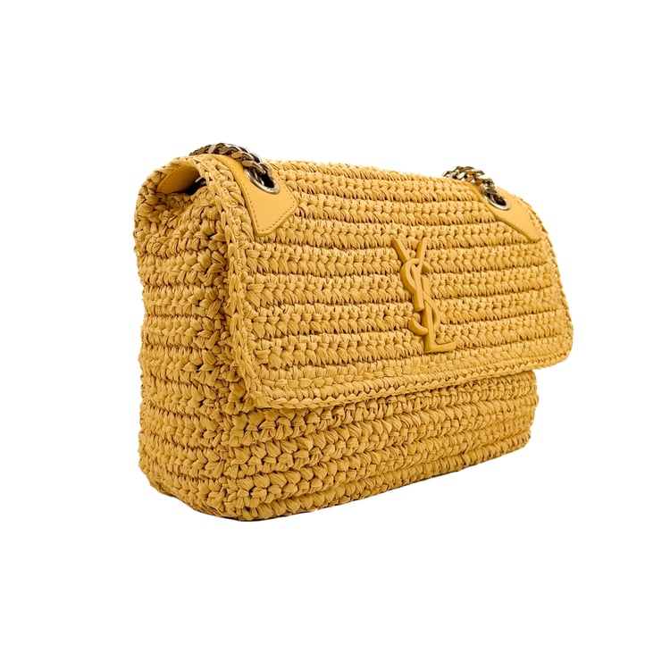 Saint Laurent Loulou Small Raffia Shoulder Bag in Mustard - IMG_9973.jpg