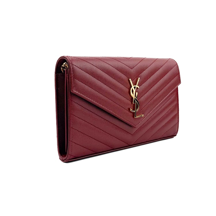Saint Laurent Uptown Burgundy Quilted Wallet on Chain - IMG_9823.jpg
