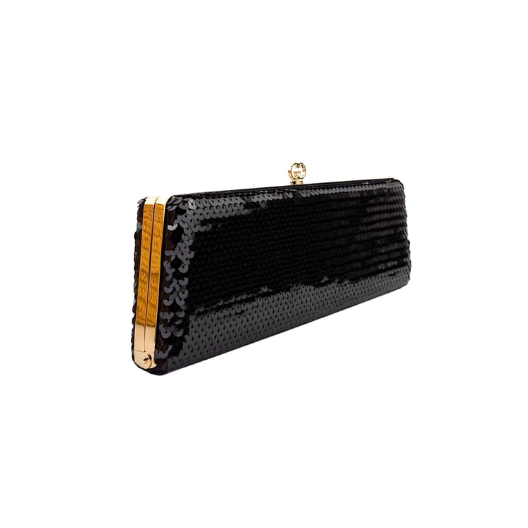 Gucci Black Sequin Slim Clutch Bag with Gold Hardware - IMG_9892.jpg