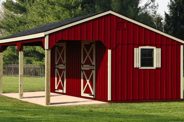 10x24 Stall Barn With 8ft Lean To1