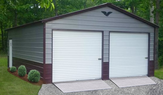 22x25x9 Double Metal Garage 551