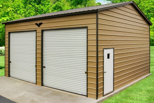 24x25x12 Double Metal Garage 901