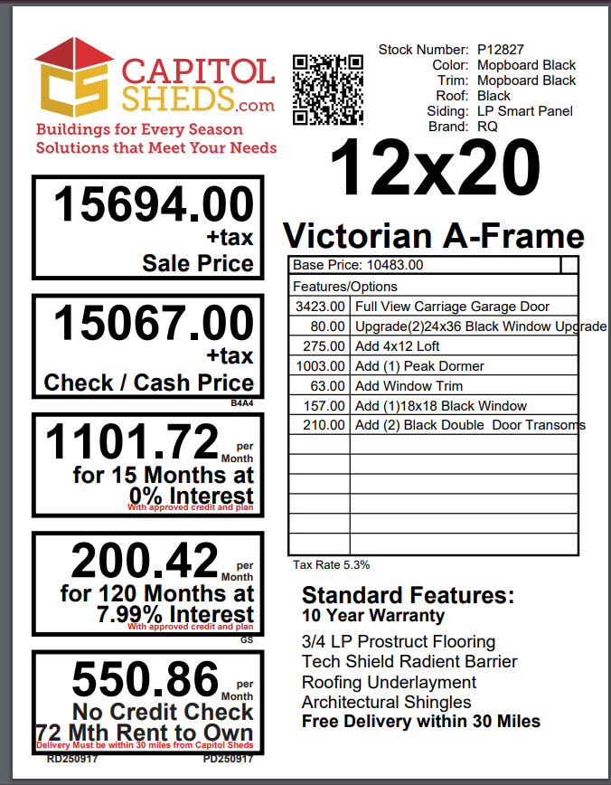 Price Sheet P12827