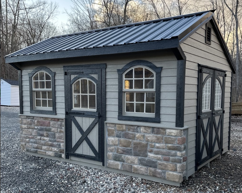 P11745 - 10x14 Carriage House w/ Stone Front
