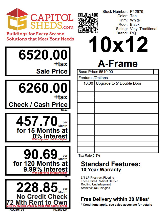 P12979- 10x12 A-Frame - Image 6