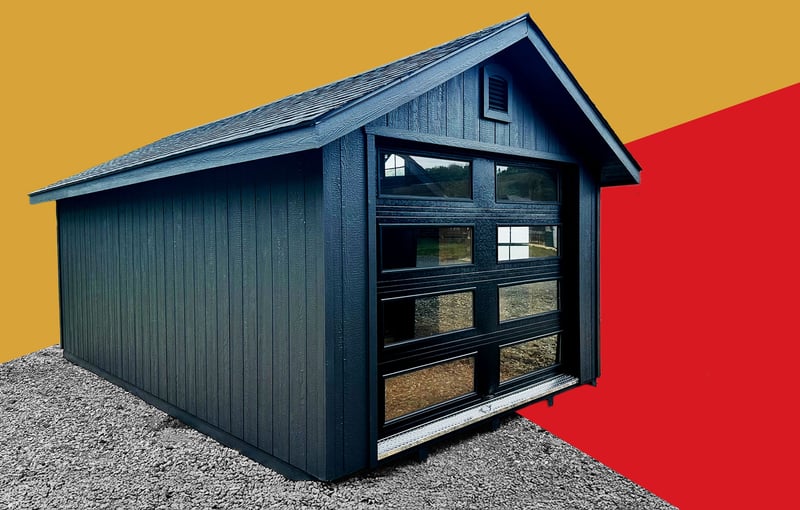A prefab garage built by Capitol Sheds