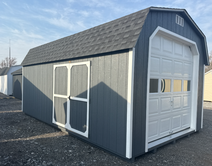 P13188 - 12x20 Dutch Barn Garage With 8x8 Garage Door