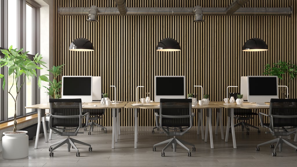 Acoustic slat wall panels for the office