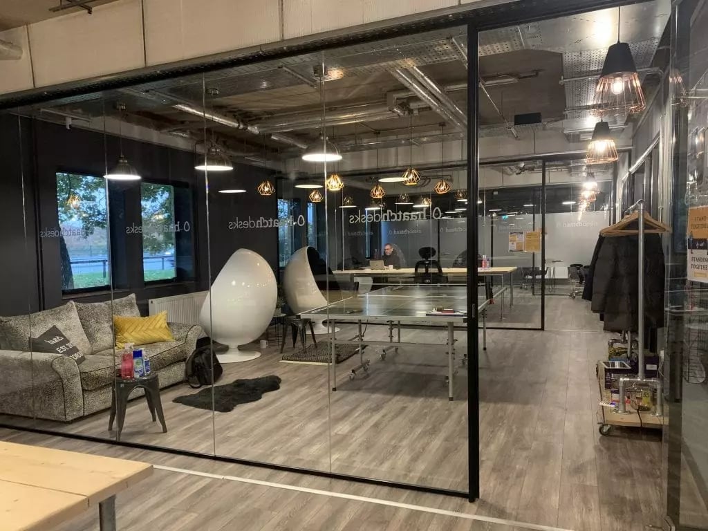 Glass partitions in a workspace