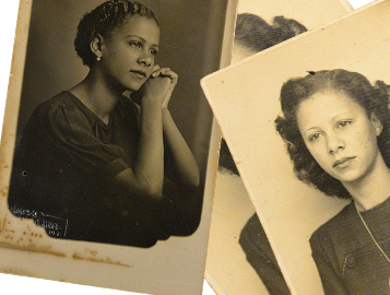 Autorretrato da avó Divina - comparação entre fotografia original e aquarela embranquecida