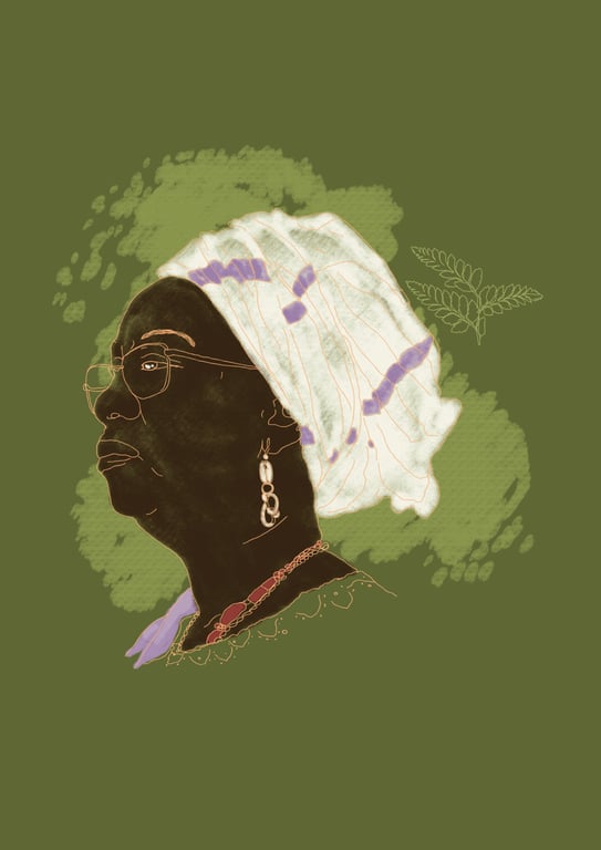 Retrato de Makota Valdina, personagem histórico da resistência brasileira