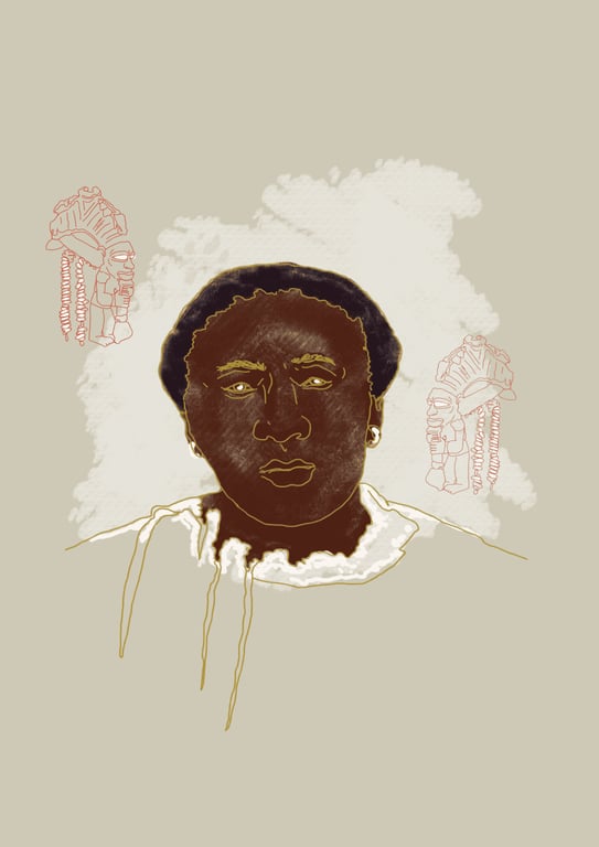 Retrato de Iya Nasso, personagem histórico da resistência brasileira