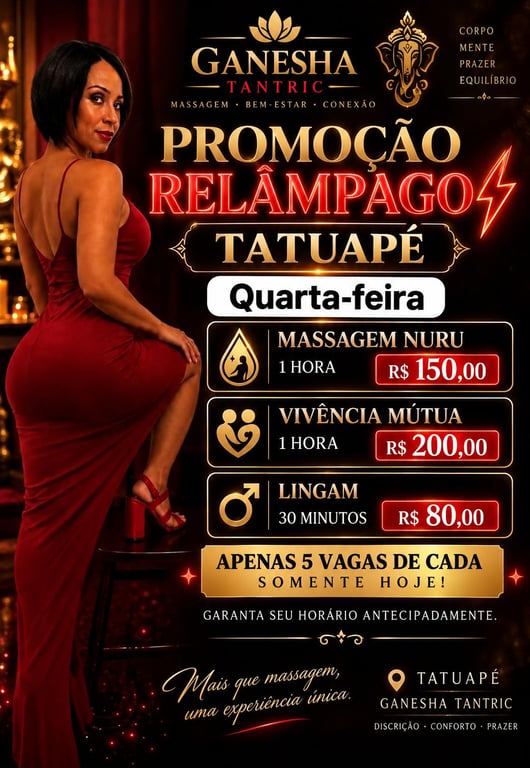 Ganesha Tantric Tatuapé Promoção (Nuru 150,0 1 hora.