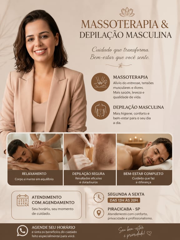 May massoterapia e depilação masculina em Piracicaba