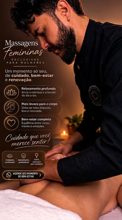 Massagens para terapias femininas. Relaxante, Tântrica e Nuru