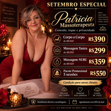Massagista sensual em São Bernardo do Campo - SP - Patricia | Prazer e Conexão para Homens 45+