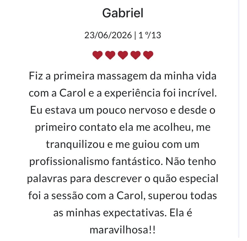 Carol Terapeuta Tântrica CONDIÇÃO ESPECIAL MÊS DE JULHO Massagem