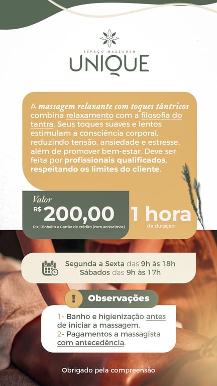 Espaço Unique | Massagem Relaxante Massagem