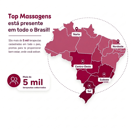 Top Massagens está presente em todo o Brasil, com mais de 5 mil terapeutas cadastradas