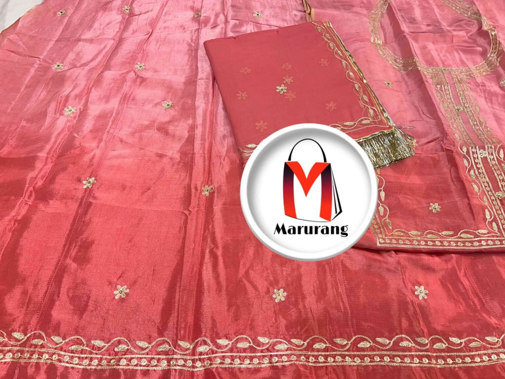 Latest  Upada crape suit with pure thakur ji odhni  AK