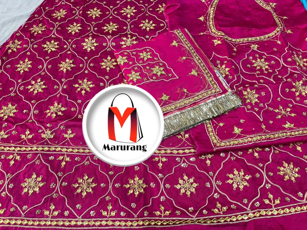 Heavy Upada Crape With Pure Thakur Ji Odhni