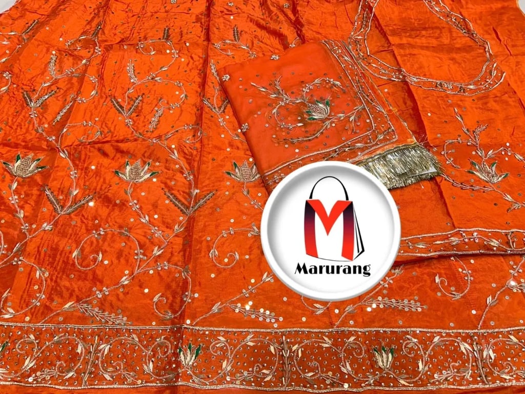 Bridal Heavy Upada crape with pure thakur ji odhni AK