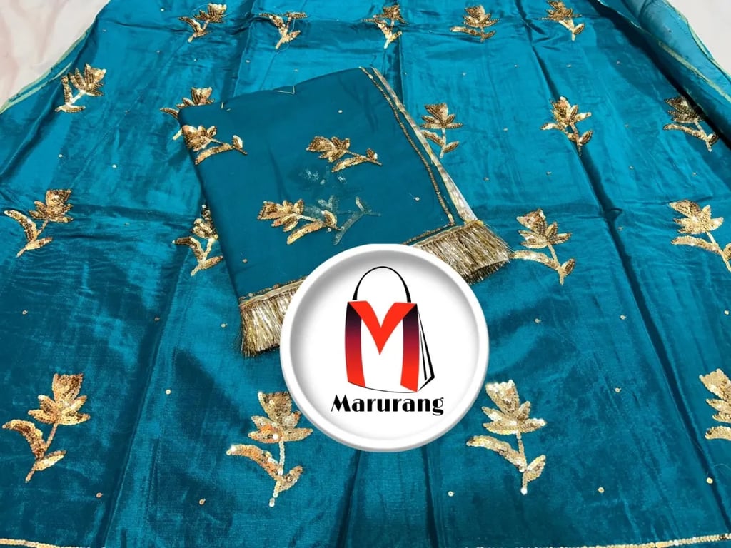 Heavy look Upada Crape Suit With Pure Thakur Ji Odhni