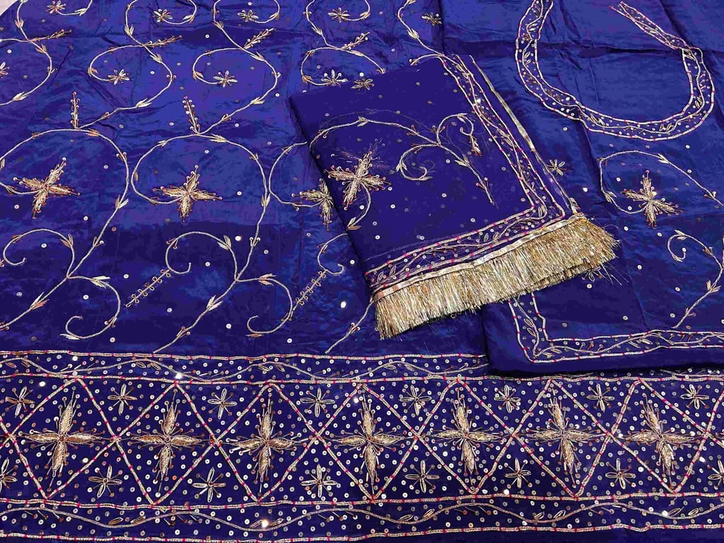 Netural Silk Poshak With Pure Thakur Ji Odhni (BLUE) AK