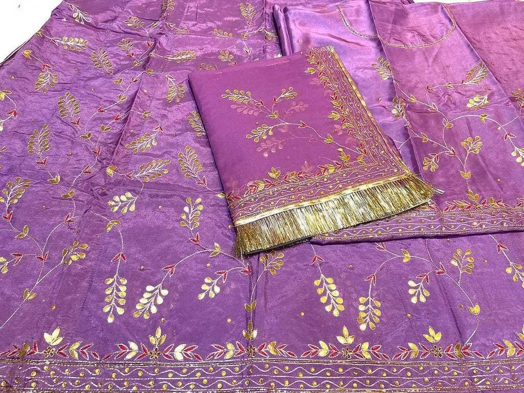 Upada Crape Suit With Pure Thakur Ji Odhni AK