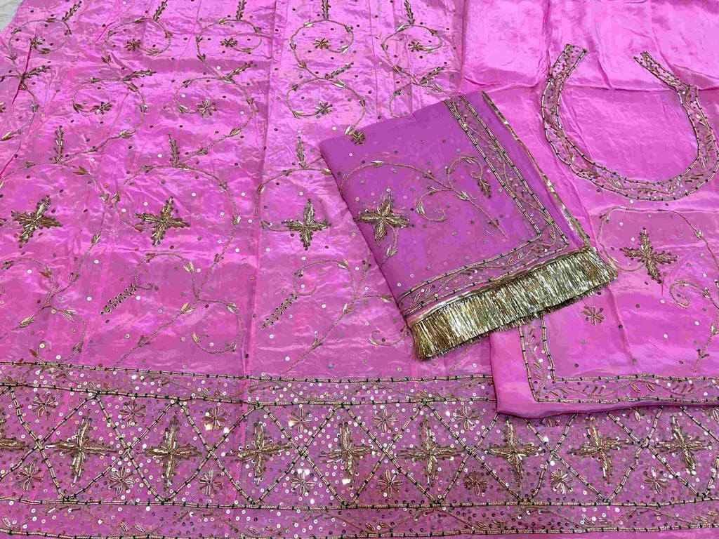 Netural Silk Poshak With Pure Thakur Ji Odhni (PINK) AK