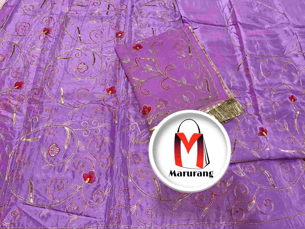 Wedding Upada Crape Suit With Pure Thakur Ji Odhni AK