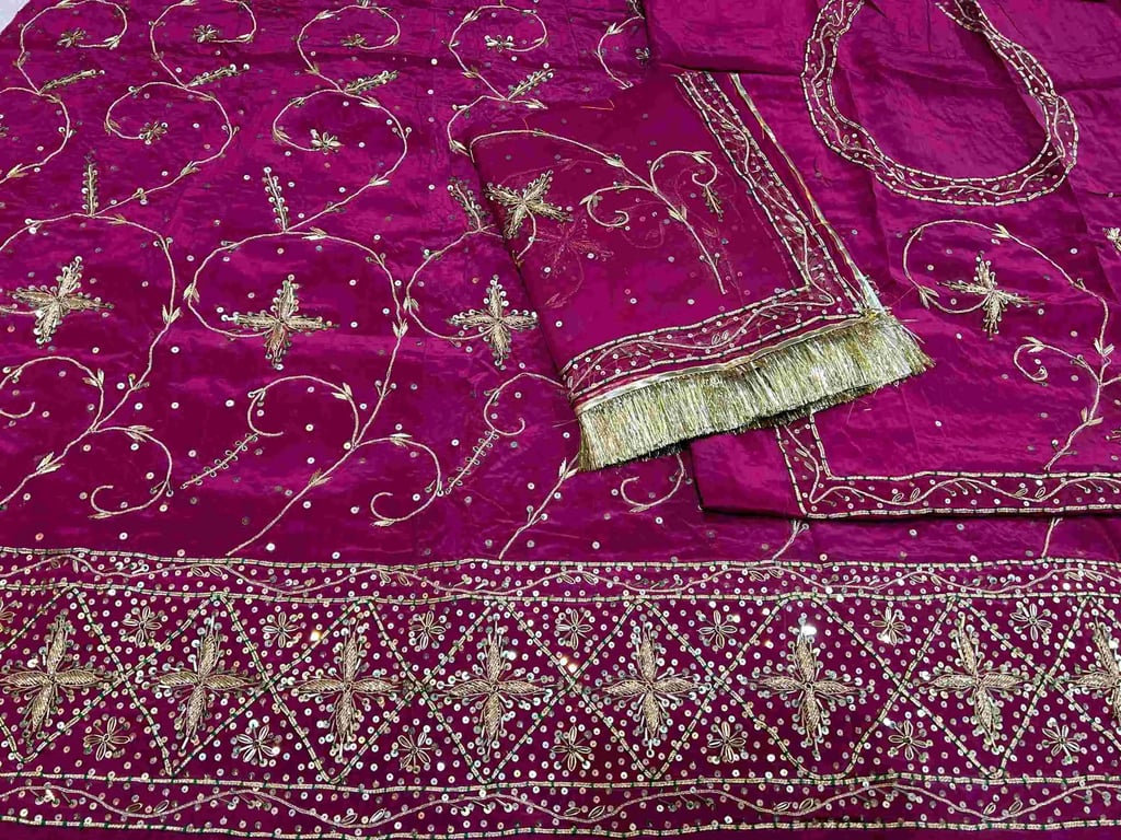 Netural Silk Poshak With Pure Thakur Ji Odhni (PURPLE) AK
