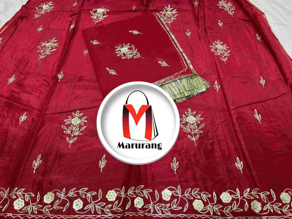 Wedding Fancy Upada Crape Suit With Pure Thakur Ji Odhni  AK