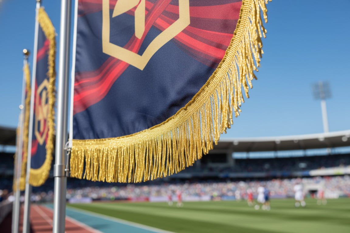 Sports Event Flags with Premium Custom Fringe - Championship celebrations